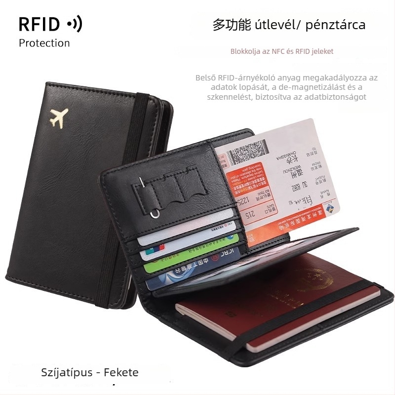 PU bőr útlevél tok, RFID védelem, uniszex, városi minimalist stílus