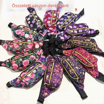 Férfi váll- és derékpántos táska – vászon, virágmintás, poliészter bélés, 2025 tavasz