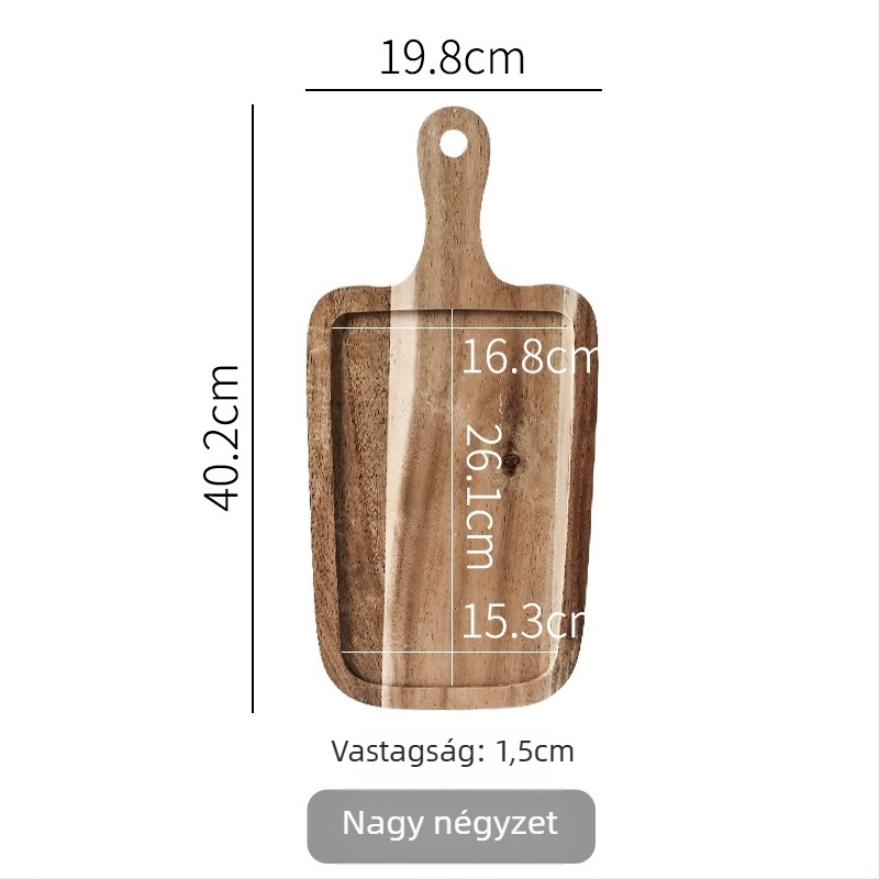 Fából készült vacsorás tányér, szabálytalan alakú, kézzel festett felület, modern minimalista stílus, logónyomás elérhető