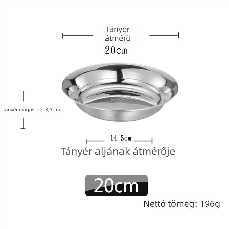 304 rozsdamentes acél mély tál, kör alakú, vastagított kivitel, szállodai étteremhez és otthoni konyhához