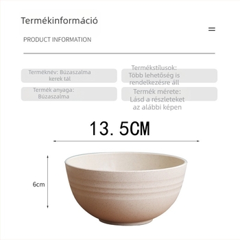 13,5 cm búzaszálból készült tál – saláta-, rizs- és leveses tál, búzából készült étkészlet