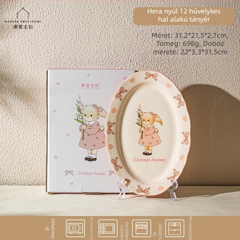 Kerámia rizs- és leveses tálak készlet – kör alakú, retro light luxury stílus, több minta, mikrohullámú sütőben használható