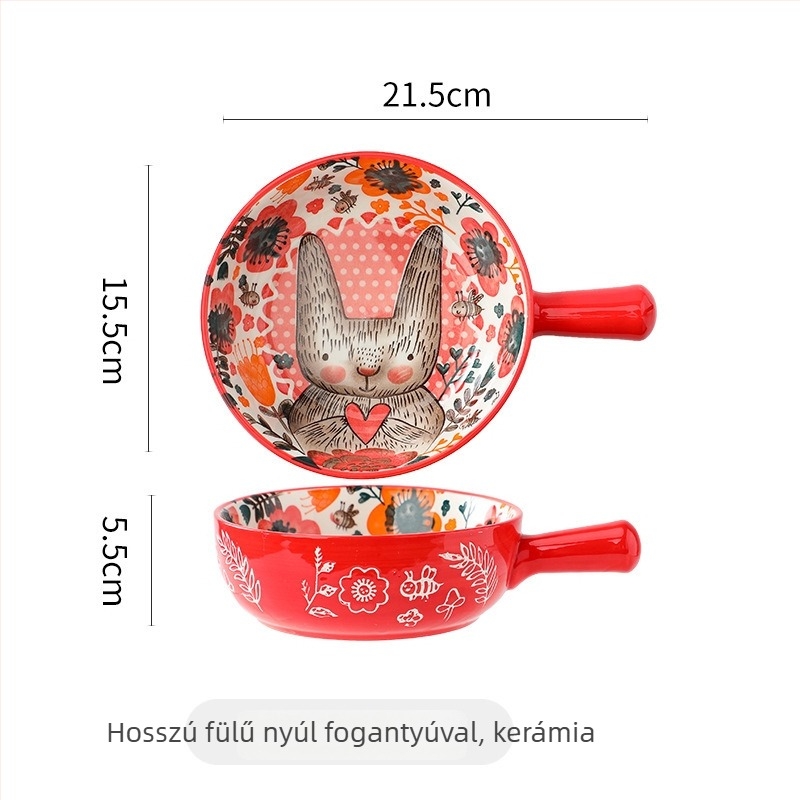 Állatmotívumos kerámia fogantyús tál — porcelán, rendellenes forma, mikrohullámú sütőben használható, logónyomtatás, testreszabás