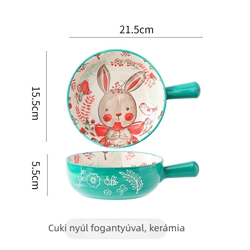 Állatmotívumos kerámia fogantyús tál — porcelán, rendellenes forma, mikrohullámú sütőben használható, logónyomtatás, testreszabás