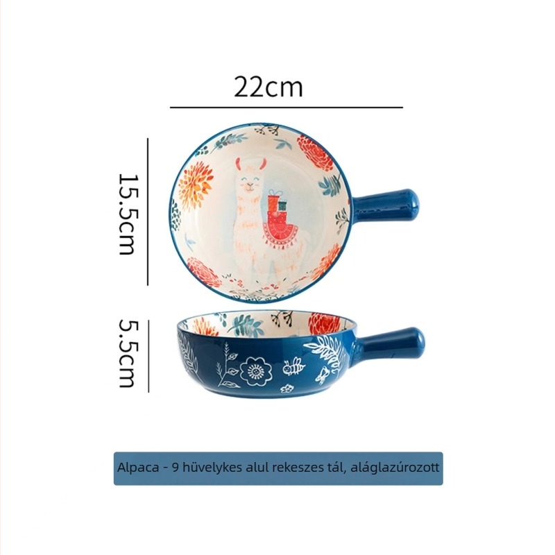 Állatmotívumos kerámia fogantyús tál — porcelán, rendellenes forma, mikrohullámú sütőben használható, logónyomtatás, testreszabás