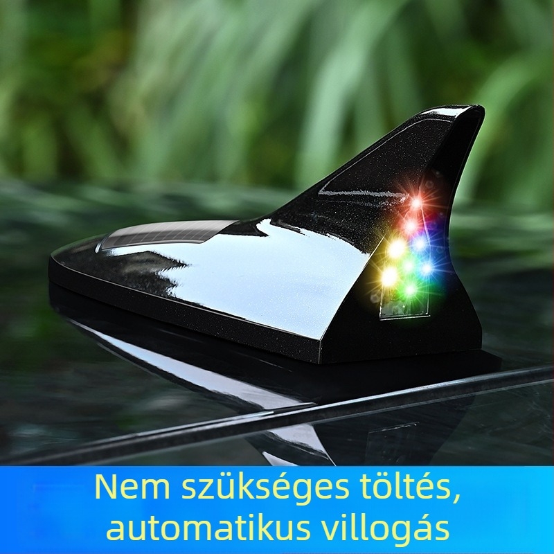 Dekoratív autó antenna napelemes energiával, univerzális illesztés, ragasztós szerelés, 5 éves élettartam