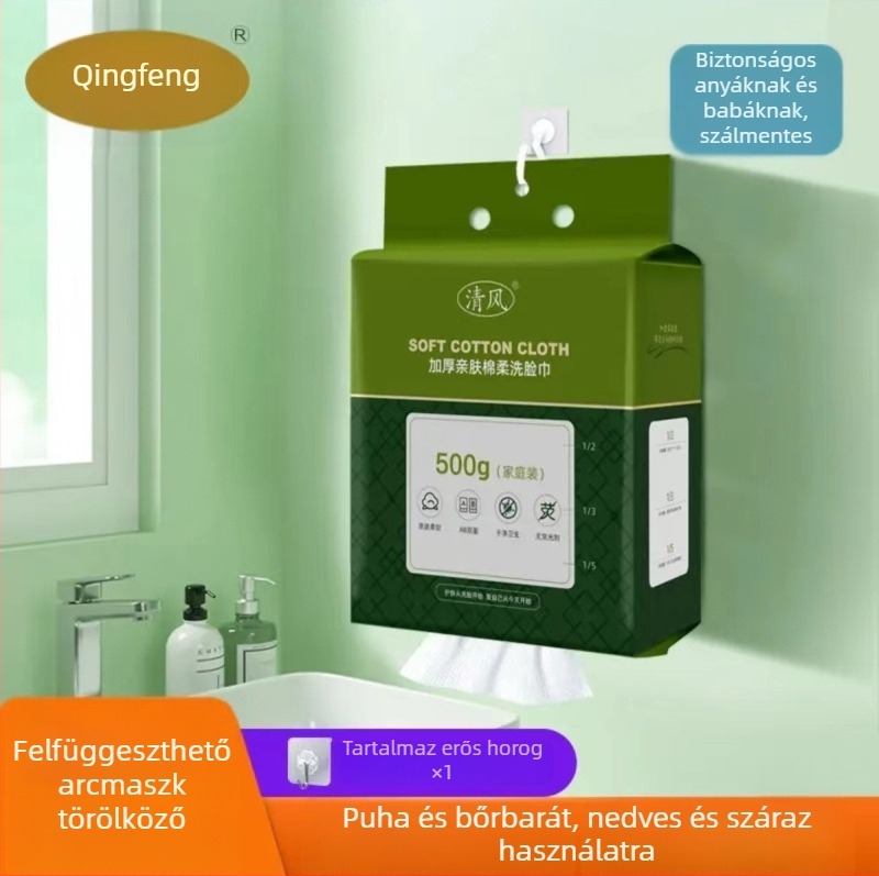 Egyszer használatos arctörlő kendők, pamutszerűek és szálmentesek, lógó kihúzható kialakítás, sminklemosó tisztító kendők, növényi rostok