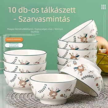 Shining kerámia tál, kör alakú, karikatúra mintával, modern-minimalista stílus, mikrohullámú sütőben használható