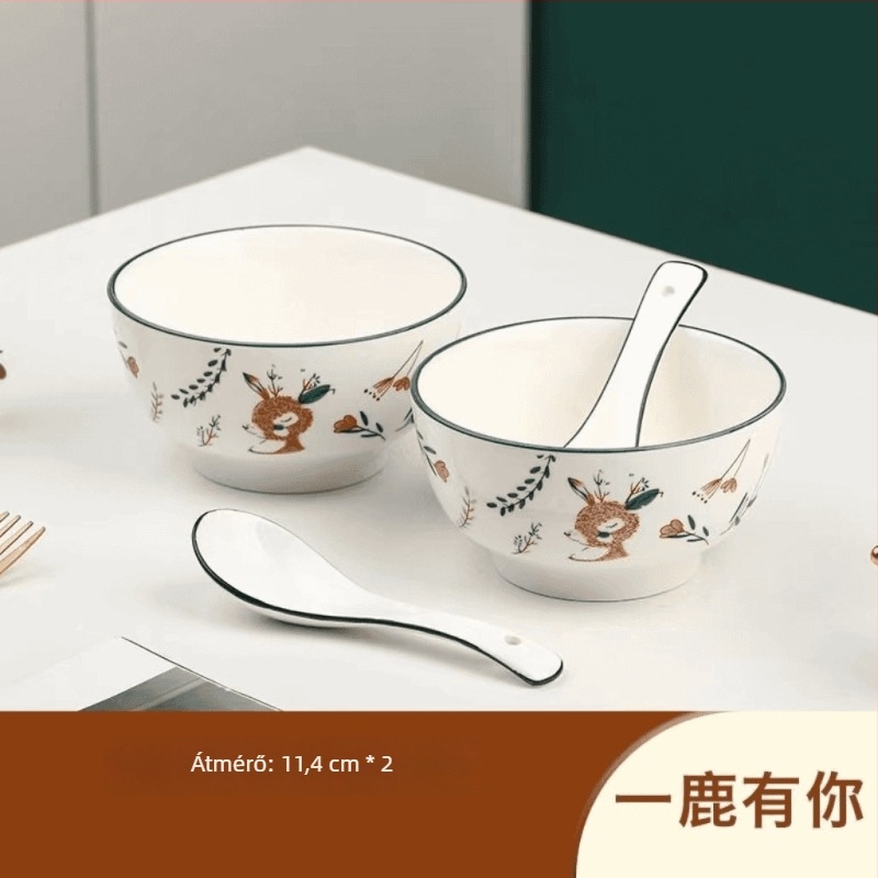 Shining kerámia tál, kör alakú, karikatúra mintával, modern-minimalista stílus, mikrohullámú sütőben használható