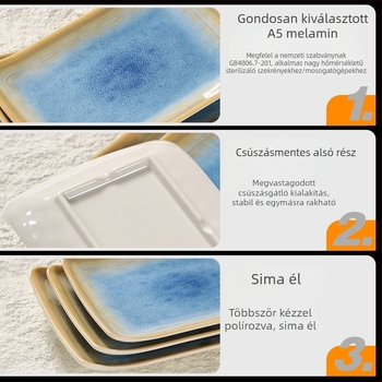 Melamin étkészlet underglaze felülettel, négyzet alakú tál sushihoz és desszertekhez.