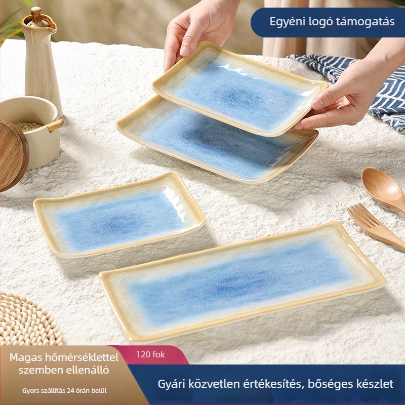 Melamin étkészlet underglaze felülettel, négyzet alakú tál sushihoz és desszertekhez.