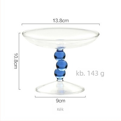 Üvegből készült gyümölcstál magasan álló talppal, kézzel fújt, Nordic INS stílus, első osztályú minőség