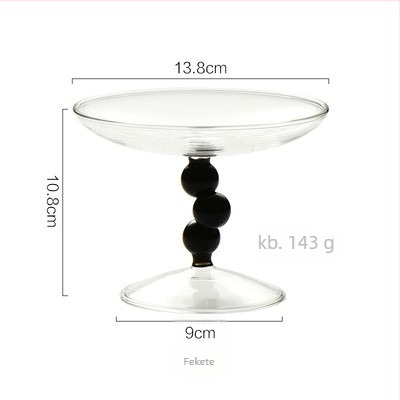 Üvegből készült gyümölcstál magasan álló talppal, kézzel fújt, Nordic INS stílus, első osztályú minőség