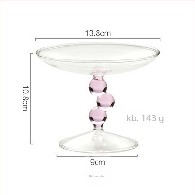 Üvegből készült gyümölcstál magasan álló talppal, kézzel fújt, Nordic INS stílus, első osztályú minőség