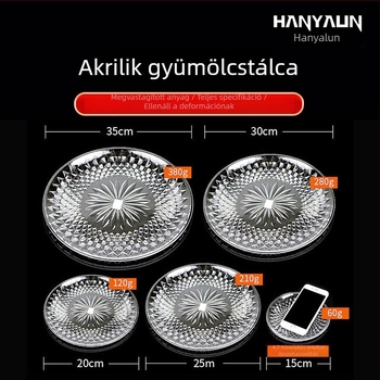 Kaisheng akril gyümölcstál kristály-diamant mintázattal, átlátszó, egyszerű stílus