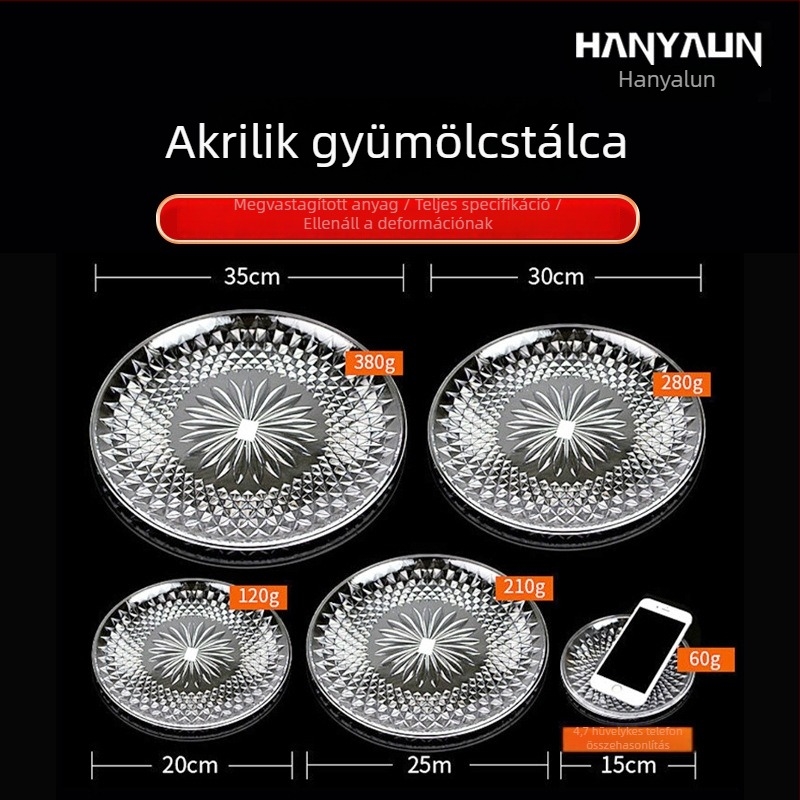 Kaisheng akril gyümölcstál kristály-diamant mintázattal, átlátszó, egyszerű stílus