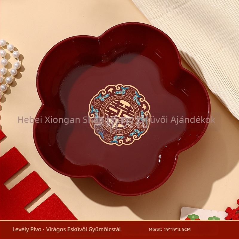 Esküvői gyümölcs- és édességtál (Material: Resin; Surface: Gold/gilt; Craft: Electroplating; Style: Chinese; Packaging: Carton packaging)