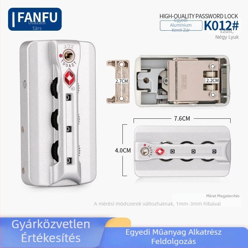 Alumínium keretes bőröndzár – lopás elleni, alumínium, Fanfu poggyász-kiegészítők