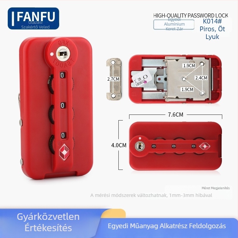 Alumínium keretes bőröndzár – lopás elleni, alumínium, Fanfu poggyász-kiegészítők