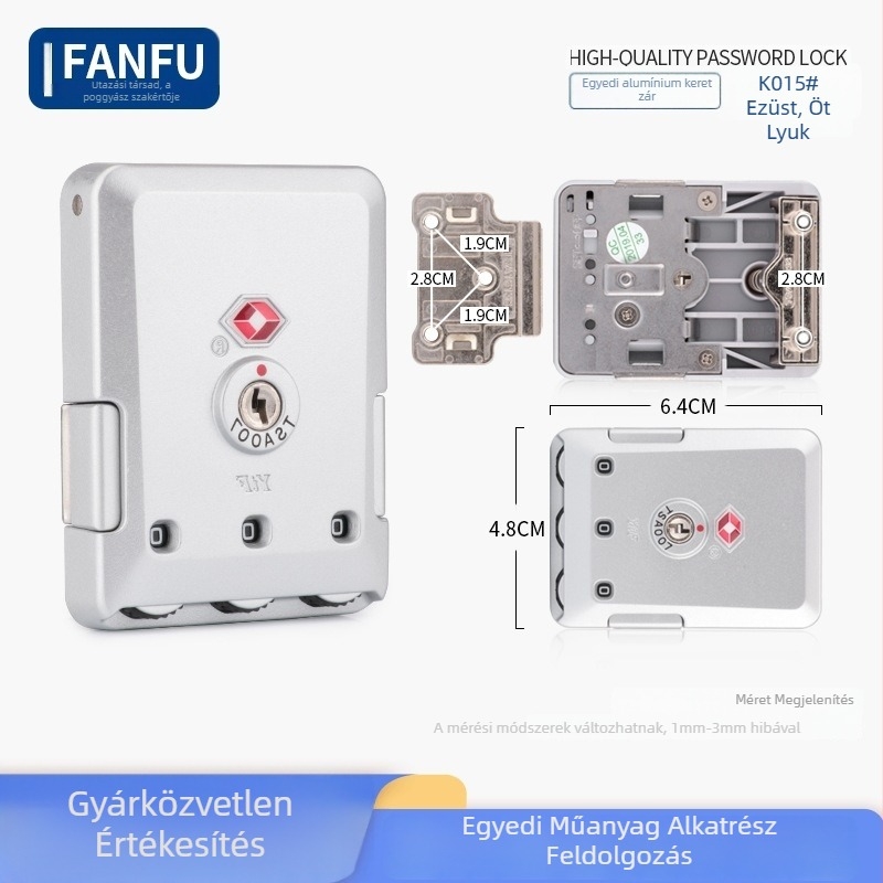 Alumínium keretes bőröndzár – lopás elleni, alumínium, Fanfu poggyász-kiegészítők