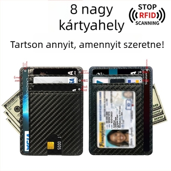 RFID-kártyatartó - PU bőr, uniszex, 1 hajtás, anti-demagnetizációs védelem