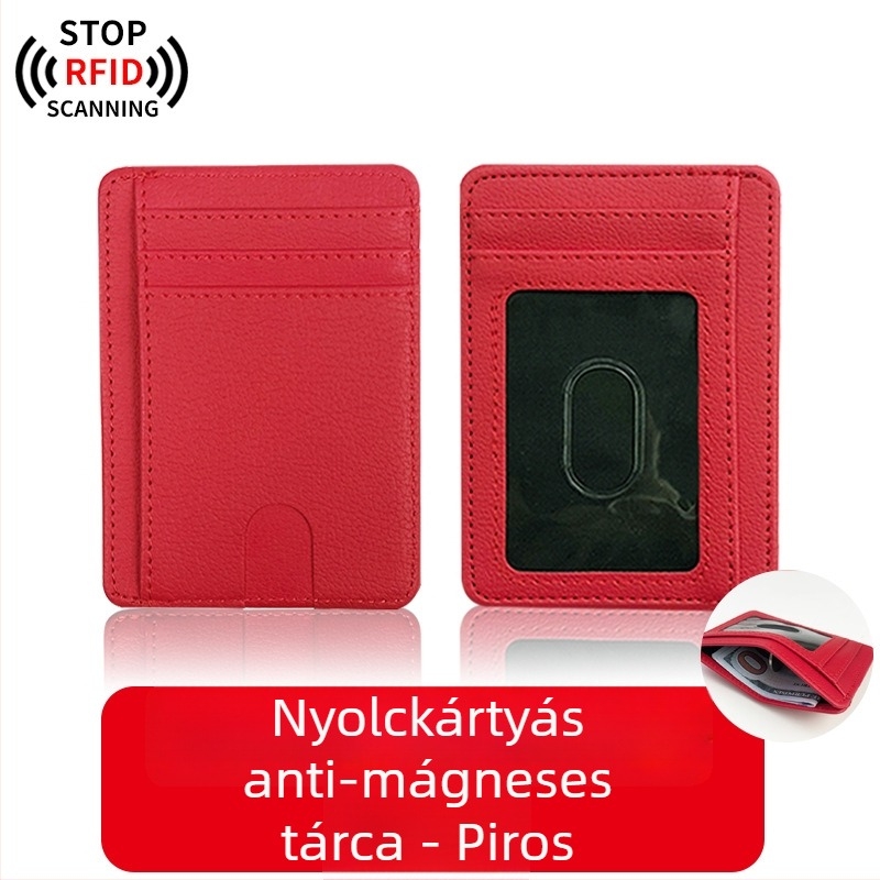 RFID-kártyatartó - PU bőr, uniszex, 1 hajtás, anti-demagnetizációs védelem