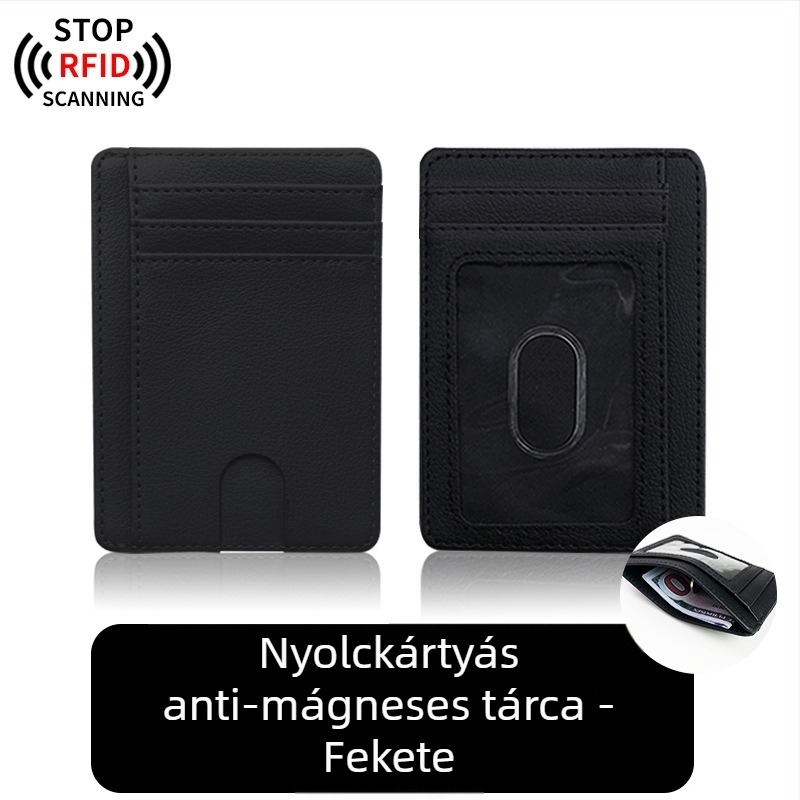 RFID-kártyatartó - PU bőr, uniszex, 1 hajtás, anti-demagnetizációs védelem