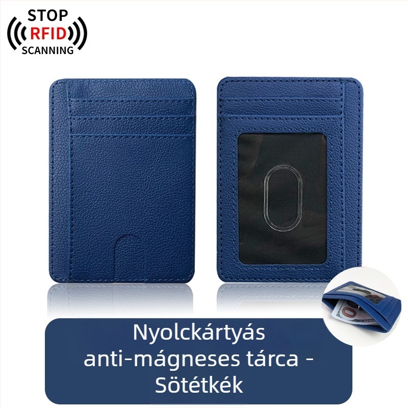 RFID-kártyatartó - PU bőr, uniszex, 1 hajtás, anti-demagnetizációs védelem