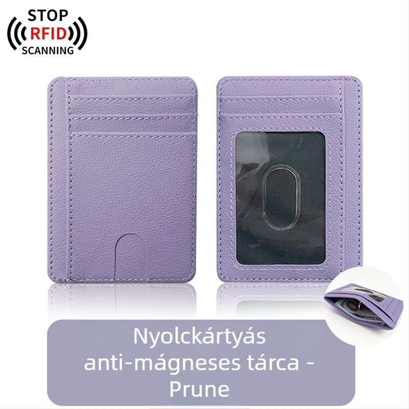 RFID-kártyatartó - PU bőr, uniszex, 1 hajtás, anti-demagnetizációs védelem