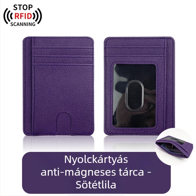 RFID-kártyatartó - PU bőr, uniszex, 1 hajtás, anti-demagnetizációs védelem