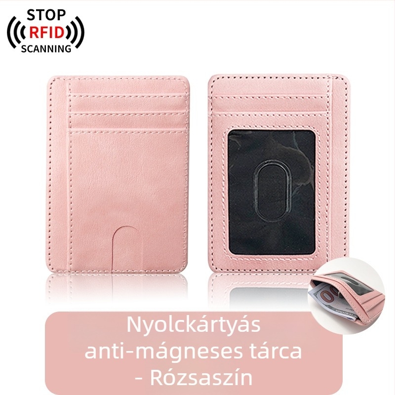 RFID-kártyatartó - PU bőr, uniszex, 1 hajtás, anti-demagnetizációs védelem