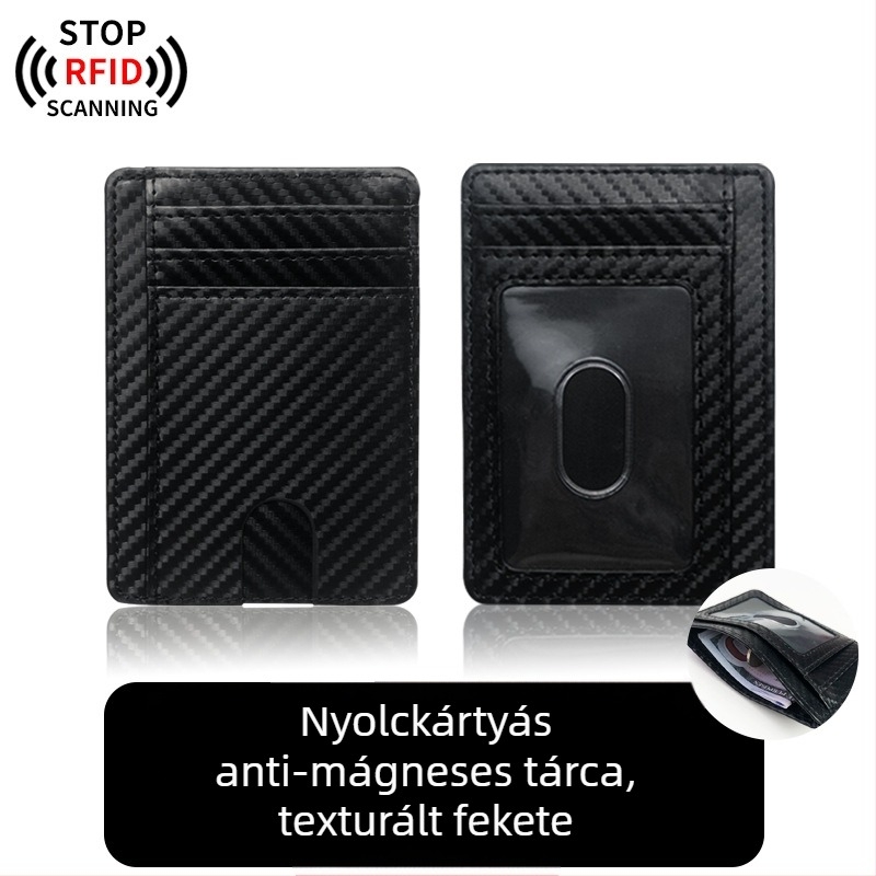 RFID-kártyatartó - PU bőr, uniszex, 1 hajtás, anti-demagnetizációs védelem
