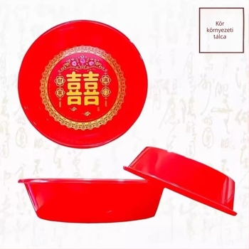 Kör alakú műanyag gyümölcstál esküvőkhöz, dupla boldogság minta, kínai stílus, új kínai stílus