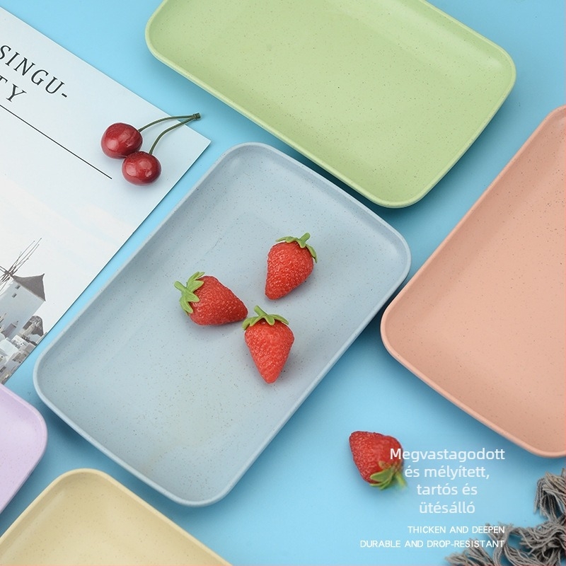 Búzaszalmából készült téglalap alakú tál – nordikus stílus, logónyomás, testreszabható