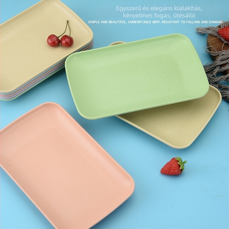 Búzaszalmából készült téglalap alakú tál – nordikus stílus, logónyomás, testreszabható