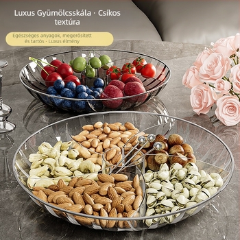 Műanyag gyümölcstál rekeszes, rács mintázat, modern minimalista stílus, 2023-ban debütált