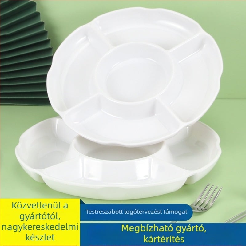 Melaminból készült szeparációs korong, kör alakú, glazúrozott felület, nyomtatott logóval