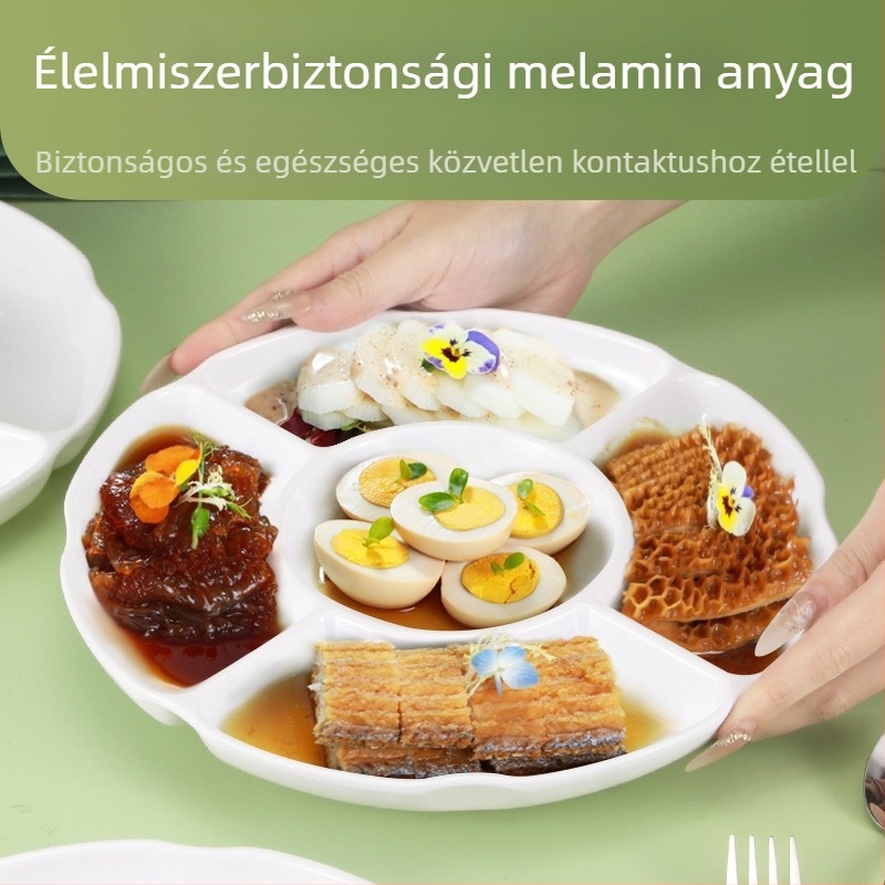 Melaminból készült szeparációs korong, kör alakú, glazúrozott felület, nyomtatott logóval
