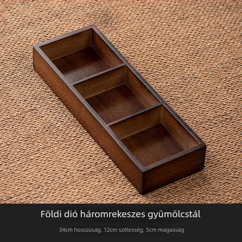 Bambuszból készült snack tál kilenc rekesszel, kínai stílusú tea-szertartáshoz, nassolnivalók és aszalt gyümölcsök tálalására