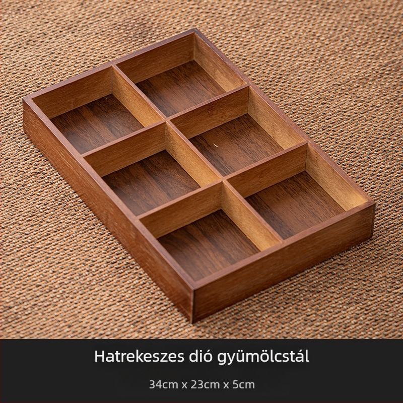 Bambuszból készült snack tál kilenc rekesszel, kínai stílusú tea-szertartáshoz, nassolnivalók és aszalt gyümölcsök tálalására