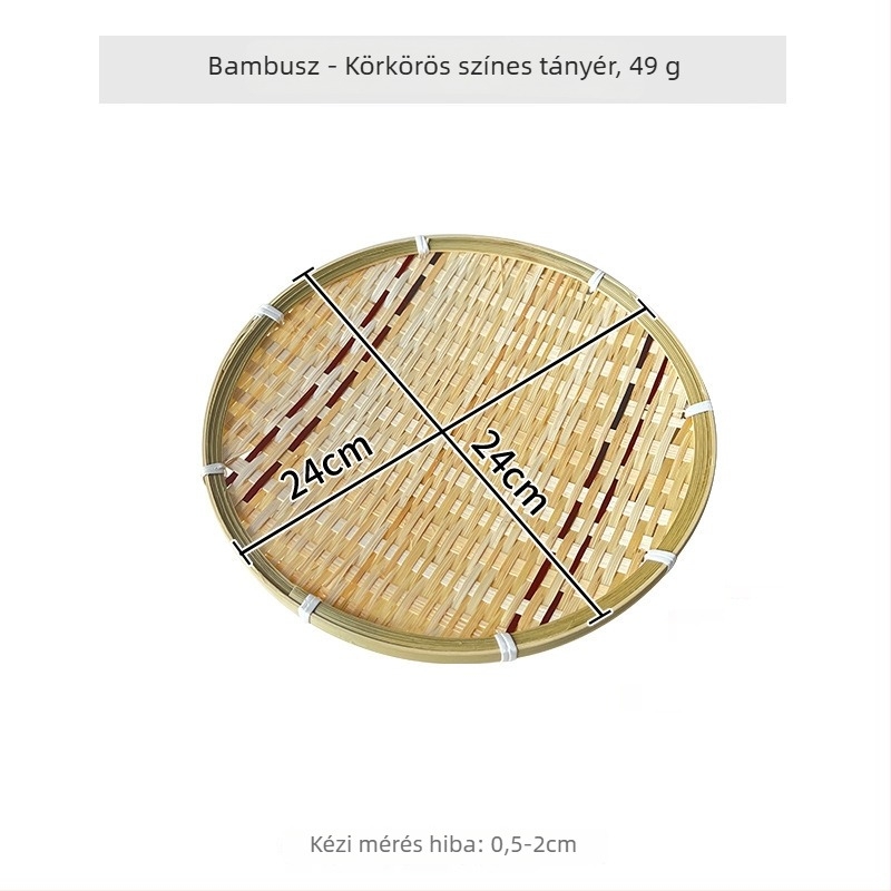 Rattan szövött gyümölcs- és nassolnivaló tároló kosár, kör alakú, modell 0202, pásztor jellegű vidéki stílus