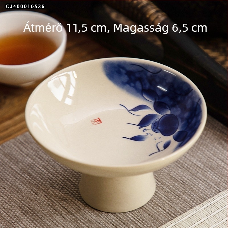 Porcelán gyümölcstál, Zeng Ji kiln, retro zén és japán stílus, magas lábú kialakítás