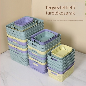 PP téglalap alakú asztali tárolókosár fogantyúval — többfunkciós tároló játékokhoz, harapnivalókhoz és irodai kellékekhez