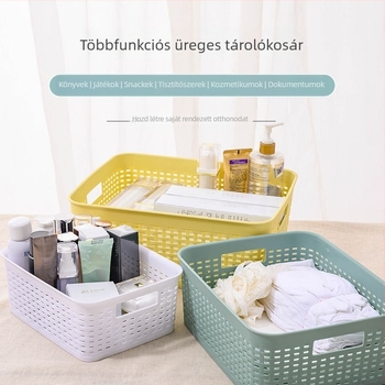 PP téglalap alakú asztali tárolókosár fogantyúval — többfunkciós tároló játékokhoz, harapnivalókhoz és irodai kellékekhez
