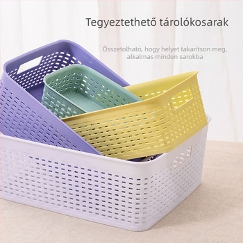 PP téglalap alakú asztali tárolókosár fogantyúval — többfunkciós tároló játékokhoz, harapnivalókhoz és irodai kellékekhez