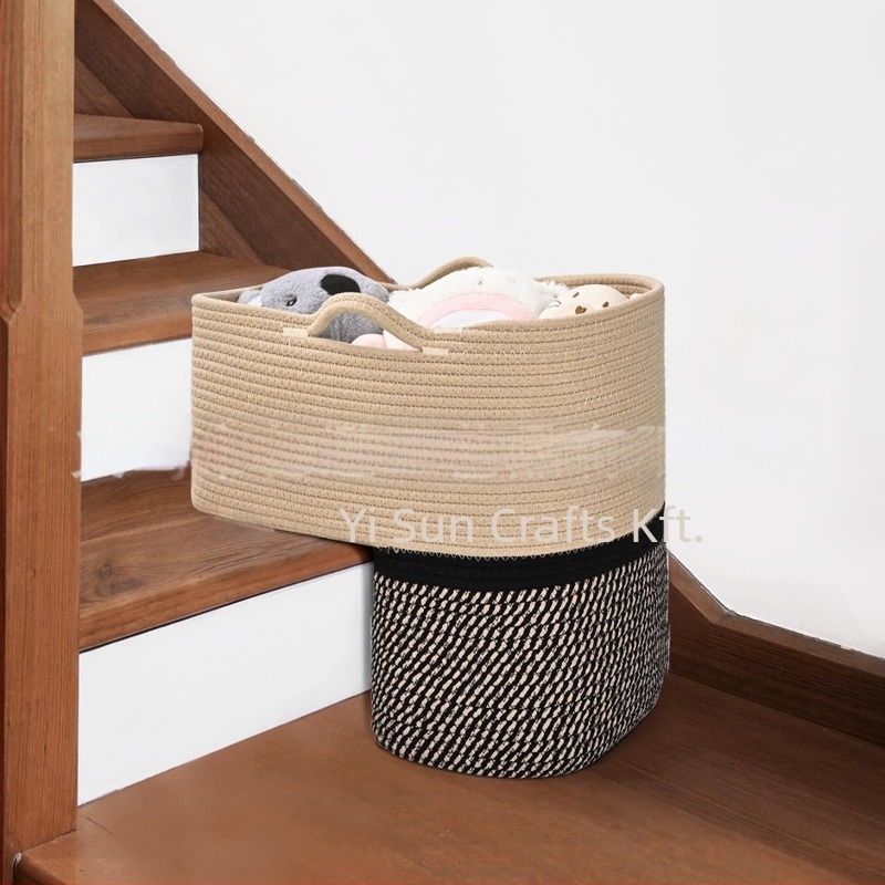 L-alakú, többfunkciós tárolókosár pamutszálból, nagy kapacitású, modell AB-466, modern minimalist stílus