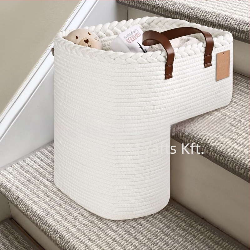 L-alakú, többfunkciós tárolókosár pamutszálból, nagy kapacitású, modell AB-466, modern minimalist stílus