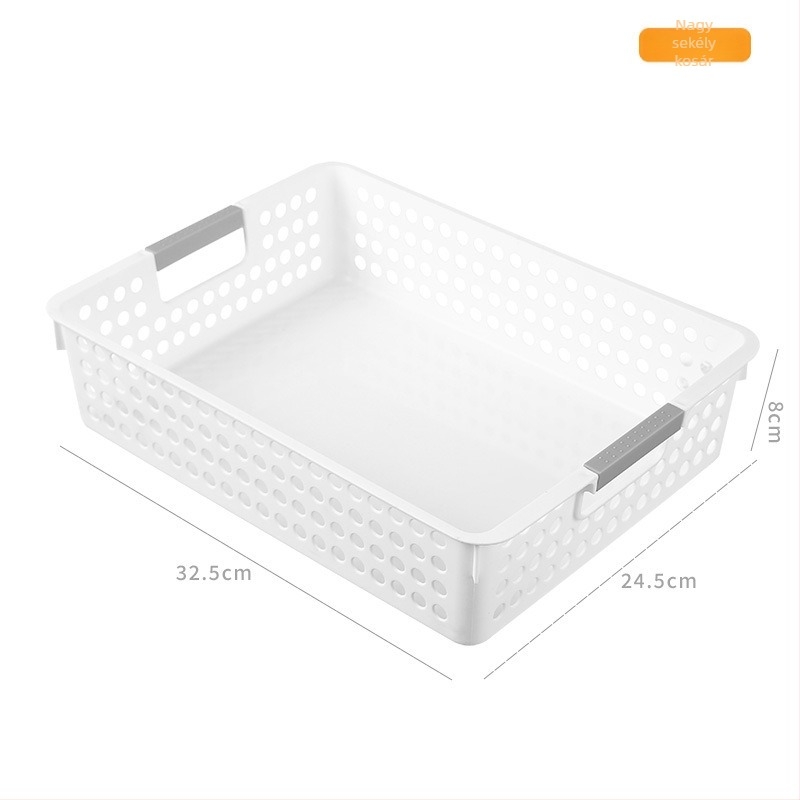 6561 Műanyag tárolókosár – nagy kapacitású, többfunkciós rendező a konyhába, fürdőszobába és az íróasztalhoz