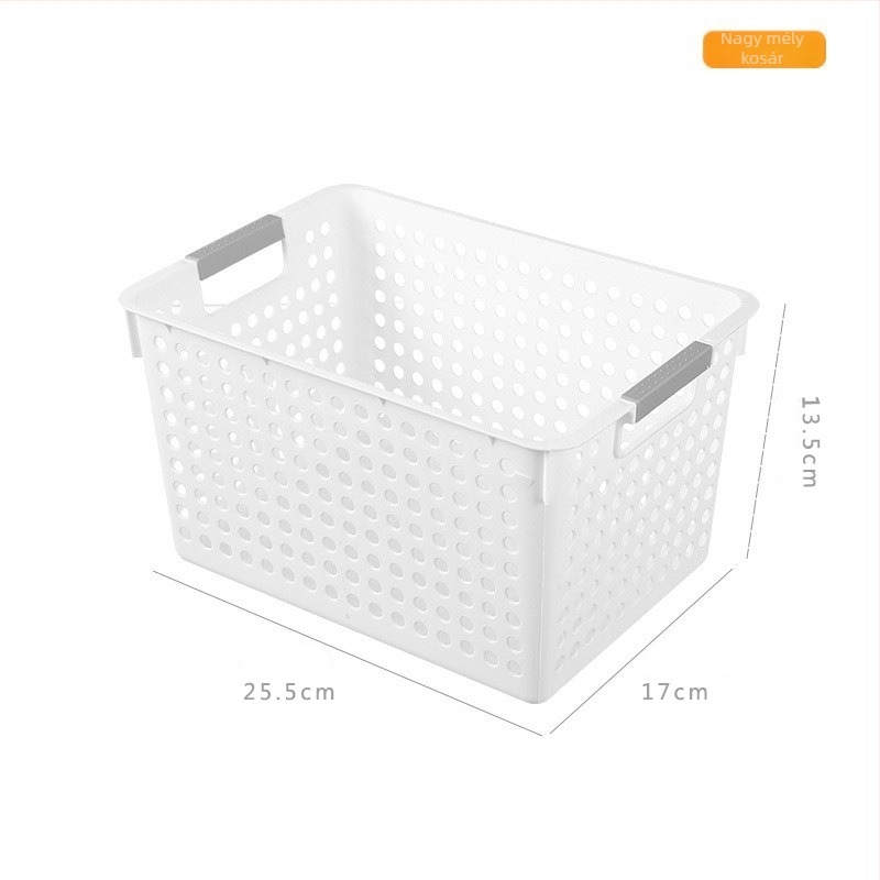 6561 Műanyag tárolókosár – nagy kapacitású, többfunkciós rendező a konyhába, fürdőszobába és az íróasztalhoz