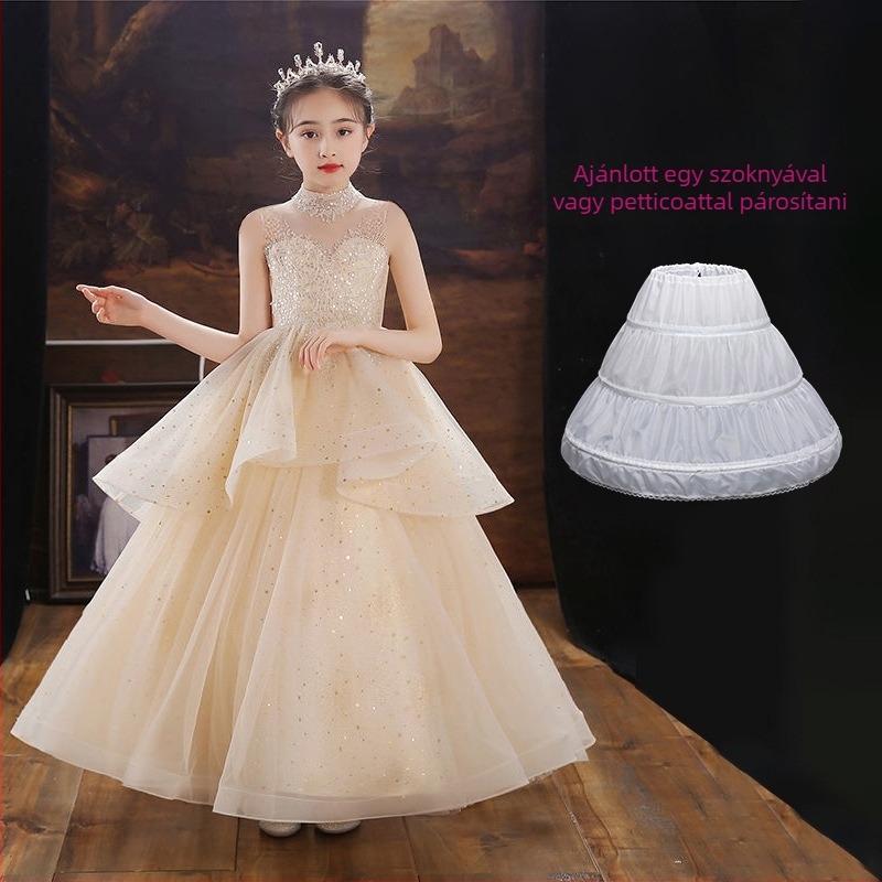 Gyerekeknek készült hercegnő ruha hálószövésű tutival előadásokra, lányoknak 3–8 éveseknek, tavasz-nyár-ősz, poliészter 95%